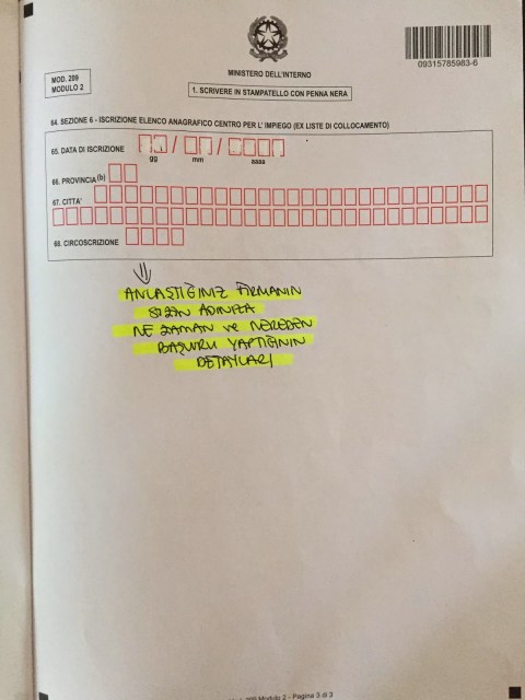 permesso di soggiorno başvuru formu modulo 2 sayfa 3